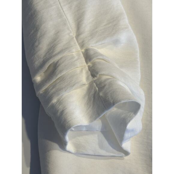 Loft Outlet Blouse Blazer Women’s Medium White Long scrunched Sleeve Open Front - Picture 9 of 10